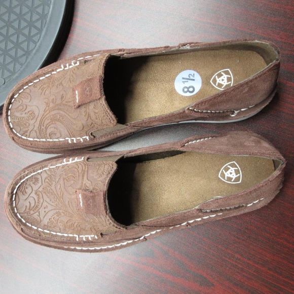 Ariat Cruiser Floral Embossed Slip On Loafer Shoes Womens 8.5 Brown Leather Boho - Picture 9 of 10